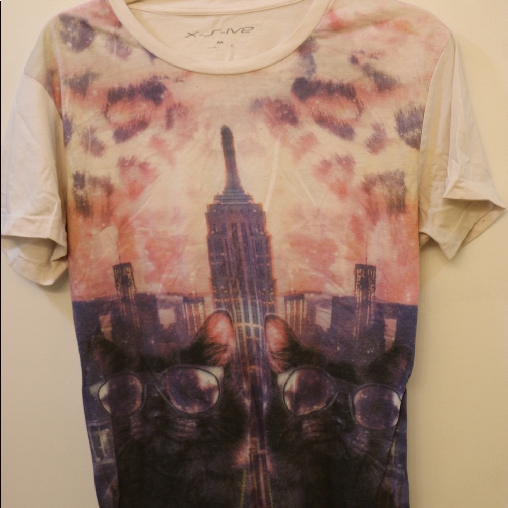 Cute Cat Purple Skyline T-Shirt
